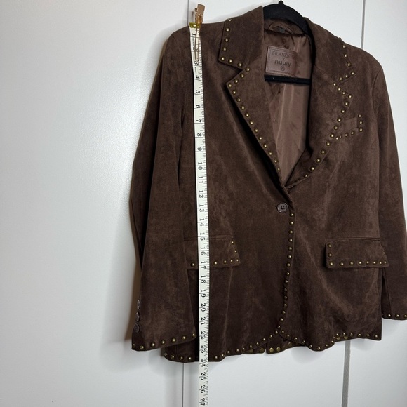 Blank NYC X Nuuly Studded Vegan Suede Blazer Chocolate Brown XS - Picture 10 of 11